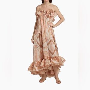 Zimmermann Illuminate Flounce Printed Gown - in Guava color, Size AU1 -US 4-6